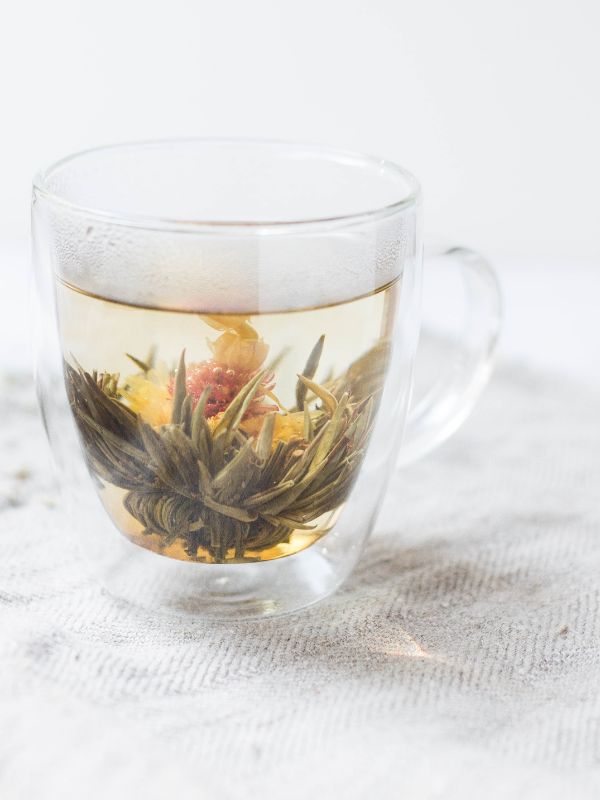 glass mug of herbal tea